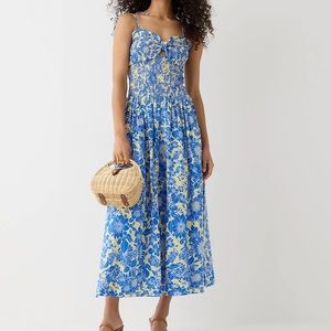 Jcrew floral smocked organic cotton dress